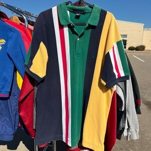 Men's vintage Nautica Multicolor Striped Polo Shirt Size Medium